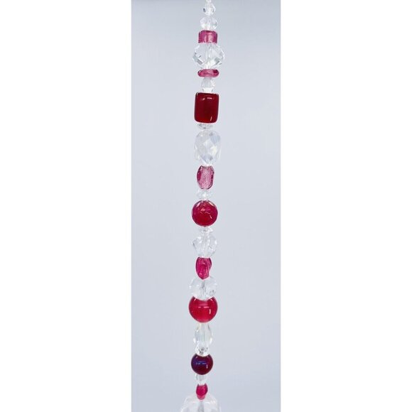 Beaded Suncatcher Clear & Maroon Crystal Prism Hanging Patio Decor Yard Art - Picture 6 of 9